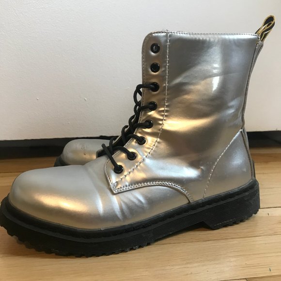 Silver Doc Marten knock-off boots - Picture 2 of 3